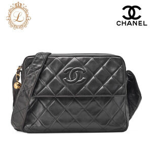 Chanel Matelasse Coco Mark Fringe Shoulder Bag Black Lambskin